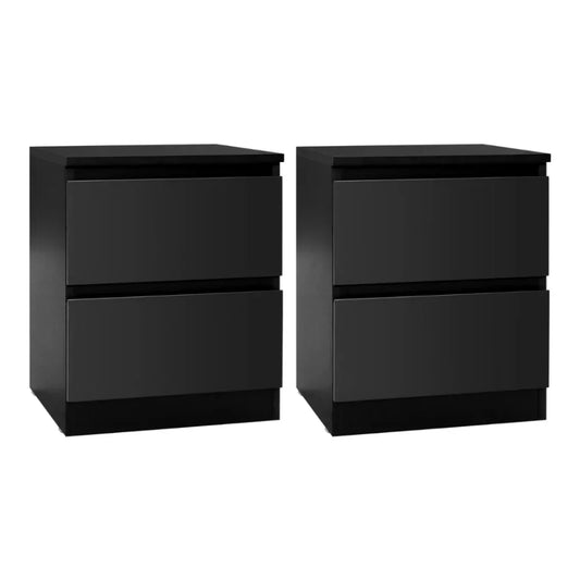 Artiss 2x Bedside Table 2 Drawers - PEPE Black - Mekamart Australia