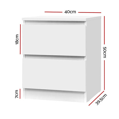 Artiss Bedside Table 2 Drawers - PEPE White - Mekamart Australia