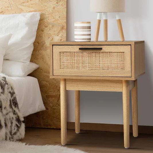 Artiss Bedside Tables Side Table Rattan Drawers Nightstand - Mekamart Australia