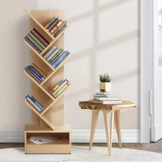 Artiss Tree Bookshelf 7 Tiers - ECHO Oak - Mekamart Australia