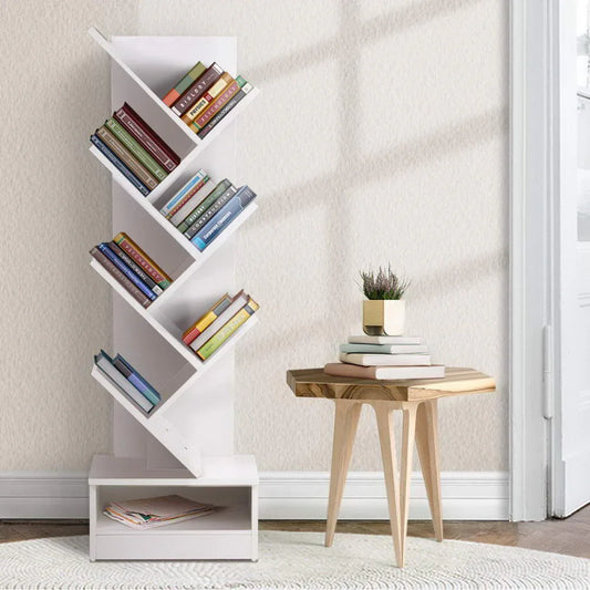 Artiss Tree Bookshelf 7 Tiers - ECHO White - Mekamart Australia