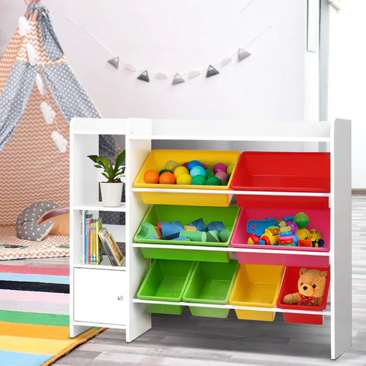 Keezi Kids Toy Box 8 Bins Bookshelf Storage Rack Organiser Toy Display - Mekamart Australia