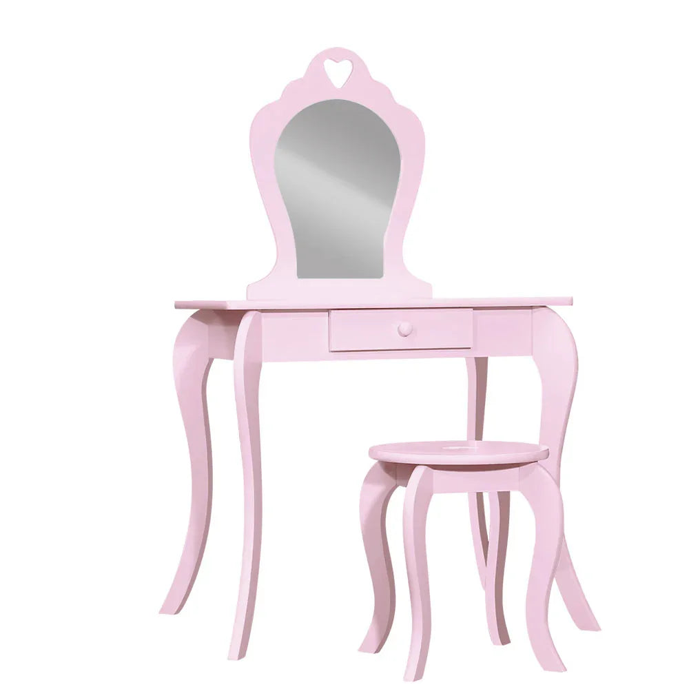 Keezi Kids Dressing Table Stool Set Vanity Mirror Princess Children Makeup Pink - Mekamart Australia