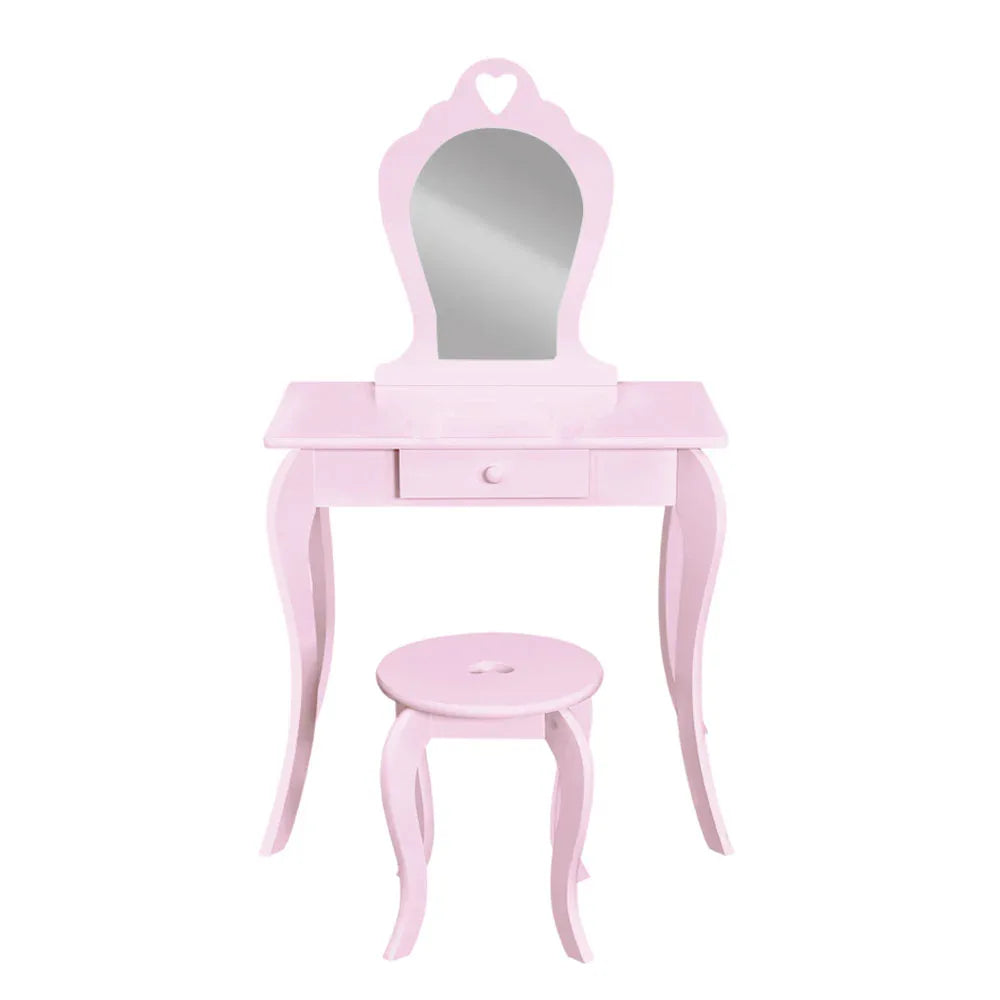 Keezi Kids Dressing Table Stool Set Vanity Mirror Princess Children Makeup Pink - Mekamart Australia