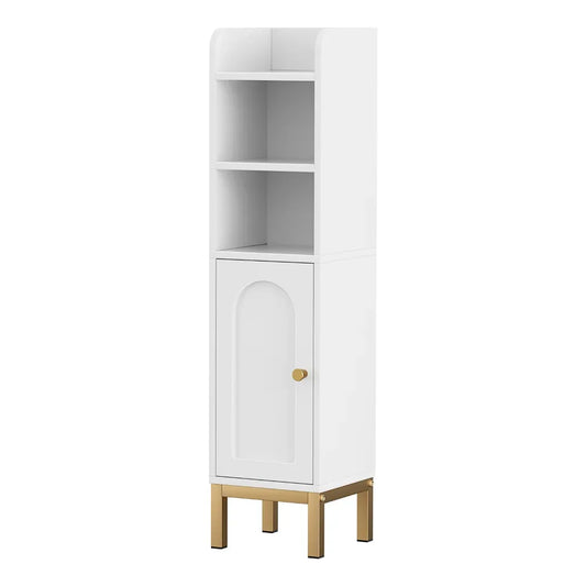Artiss Bathroom Storage Cabinet Floor Organizer Toilet Corner Adjustable Shelf with Door White - Mekamart Australia