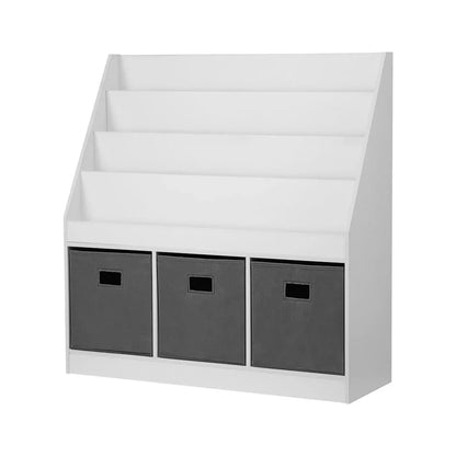 Keezi Kids Bookshelf 4 Tiers Magazine Rack Toy Box Organiser Storage Display Shelf - Mekamart Australia