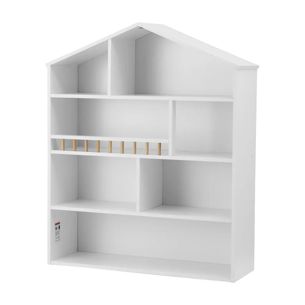 Keezi 4 Tiers Kids Bookshelf Wooden Bookcase Display Storage Organiser Cabinet White - Mekamart Australia
