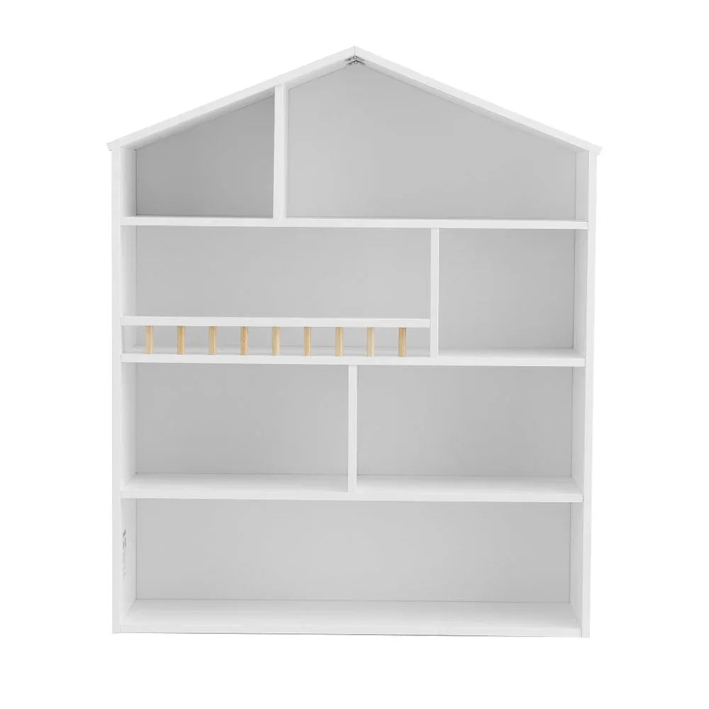 Keezi 4 Tiers Kids Bookshelf Wooden Bookcase Display Storage Organiser Cabinet White - Mekamart Australia