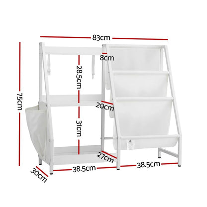 Keezi 3-Tier Kids Bookshelf Bookcase Children Toy Storage Organizer Rack Display Shelf - Mekamart Australia