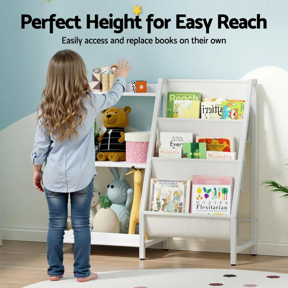 Keezi 3-Tier Kids Bookshelf Bookcase Children Toy Storage Organizer Rack Display Shelf - Mekamart Australia