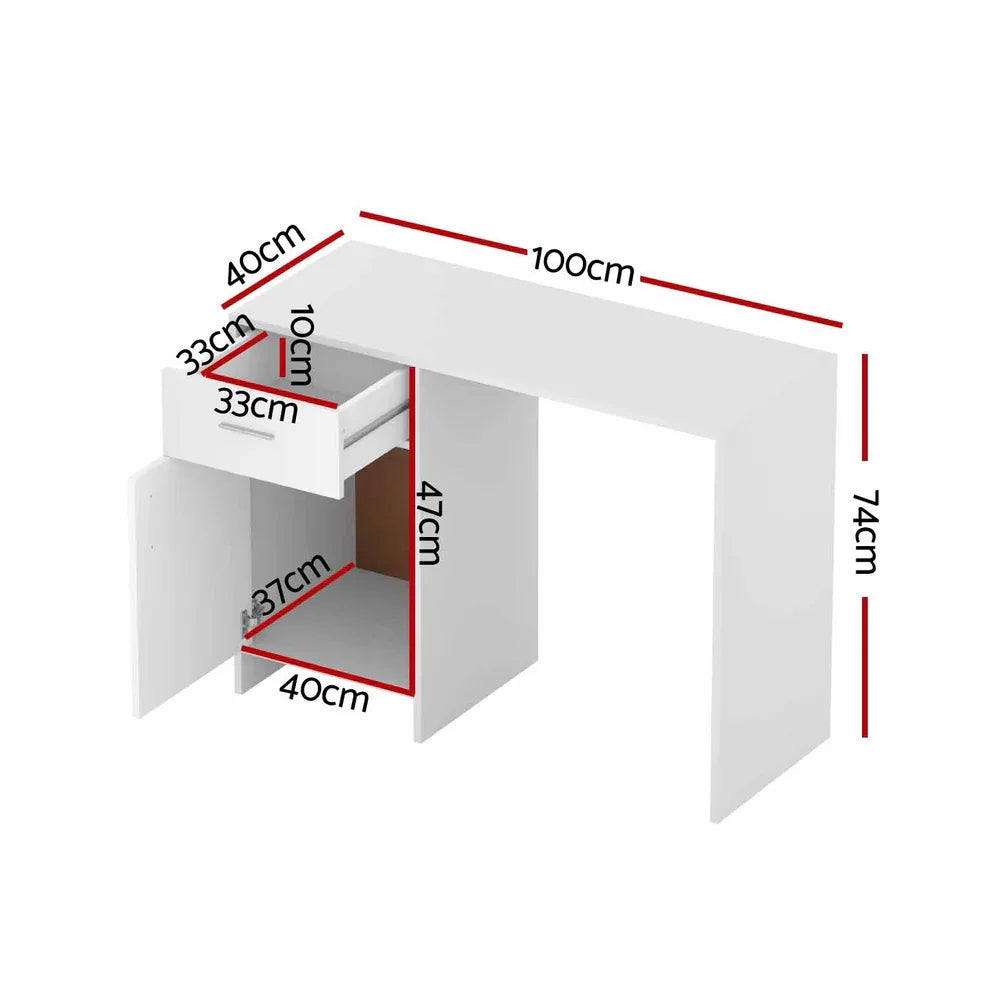 Artiss Computer Desk Drawer Cabinet White 100CM - Mekamart Australia
