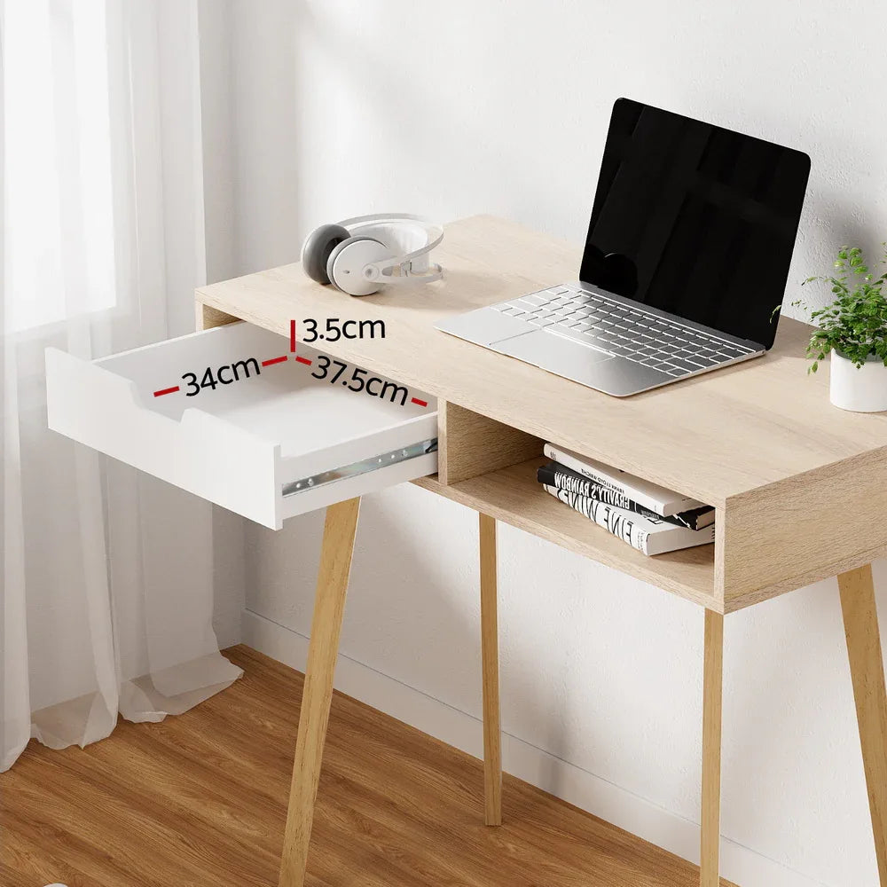 Artiss Computer Desk Drawer Cabinet Shelf Oak 90CM - Mekamart Australia