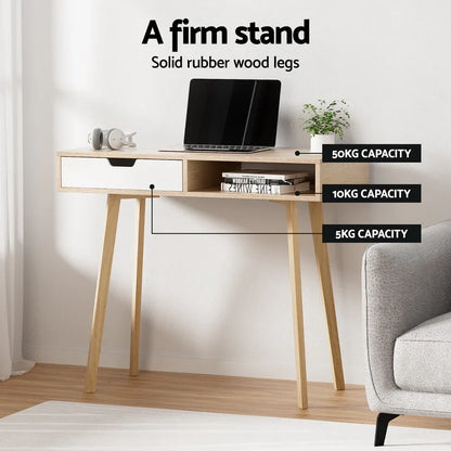 Artiss Computer Desk Drawer Cabinet Shelf Oak 90CM - Mekamart Australia
