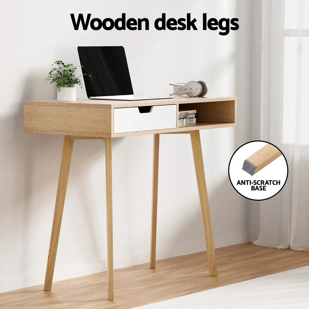 Artiss Computer Desk Drawer Cabinet Shelf Oak 90CM - Mekamart Australia
