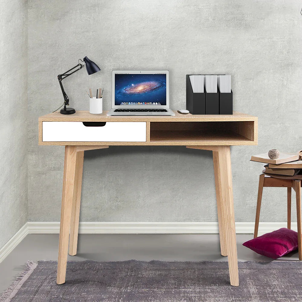 Artiss Computer Desk Drawer Cabinet Shelf Oak 90CM - Mekamart Australia