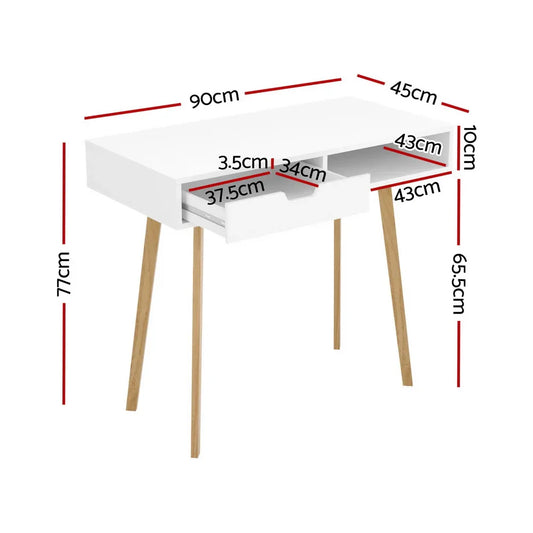 Artiss Computer Desk Drawer Cabinet Shelf White 90CM - Mekamart Australia