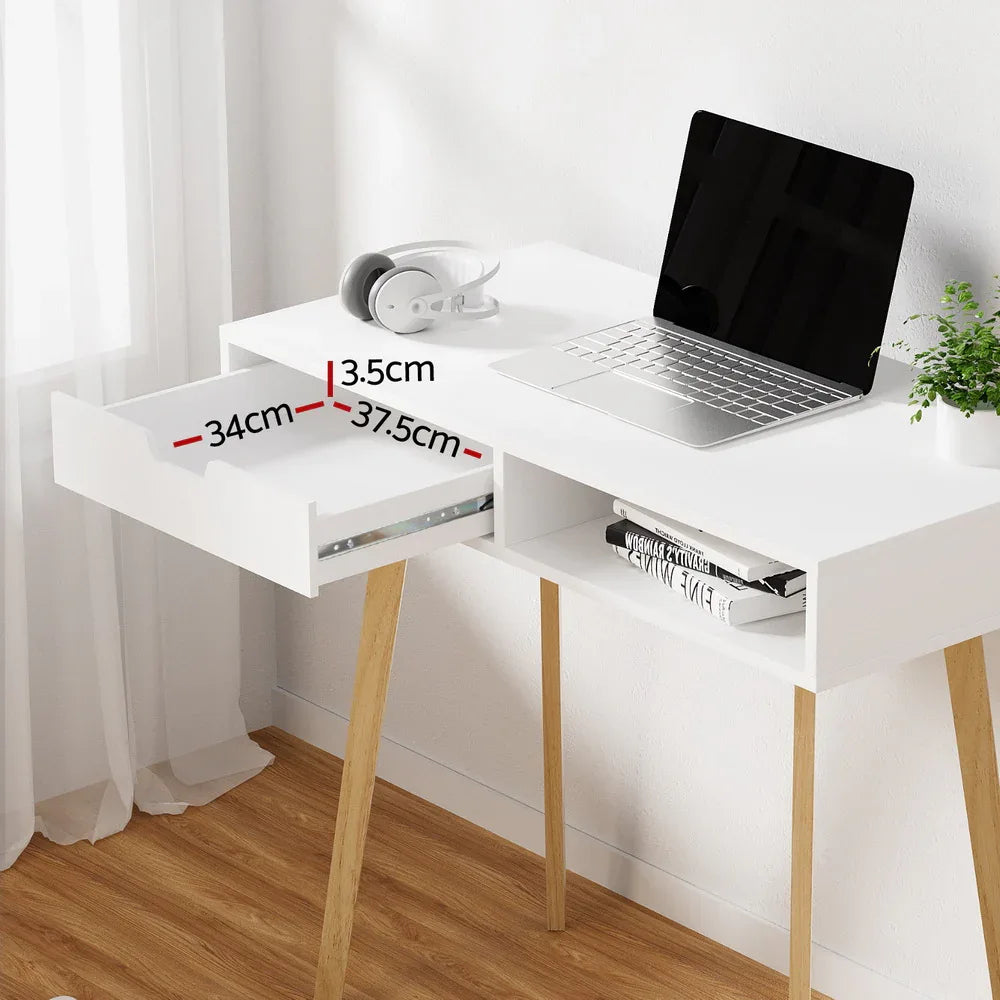 Artiss Computer Desk Drawer Cabinet Shelf White 90CM - Mekamart Australia