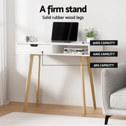 Artiss Computer Desk Drawer Cabinet Shelf White 90CM - Mekamart Australia