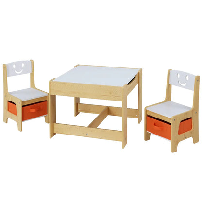 Keezi 3PCS Kids Table and Chairs Set Activity Desk Chalkboard Toys Storage Box - Mekamart Australia