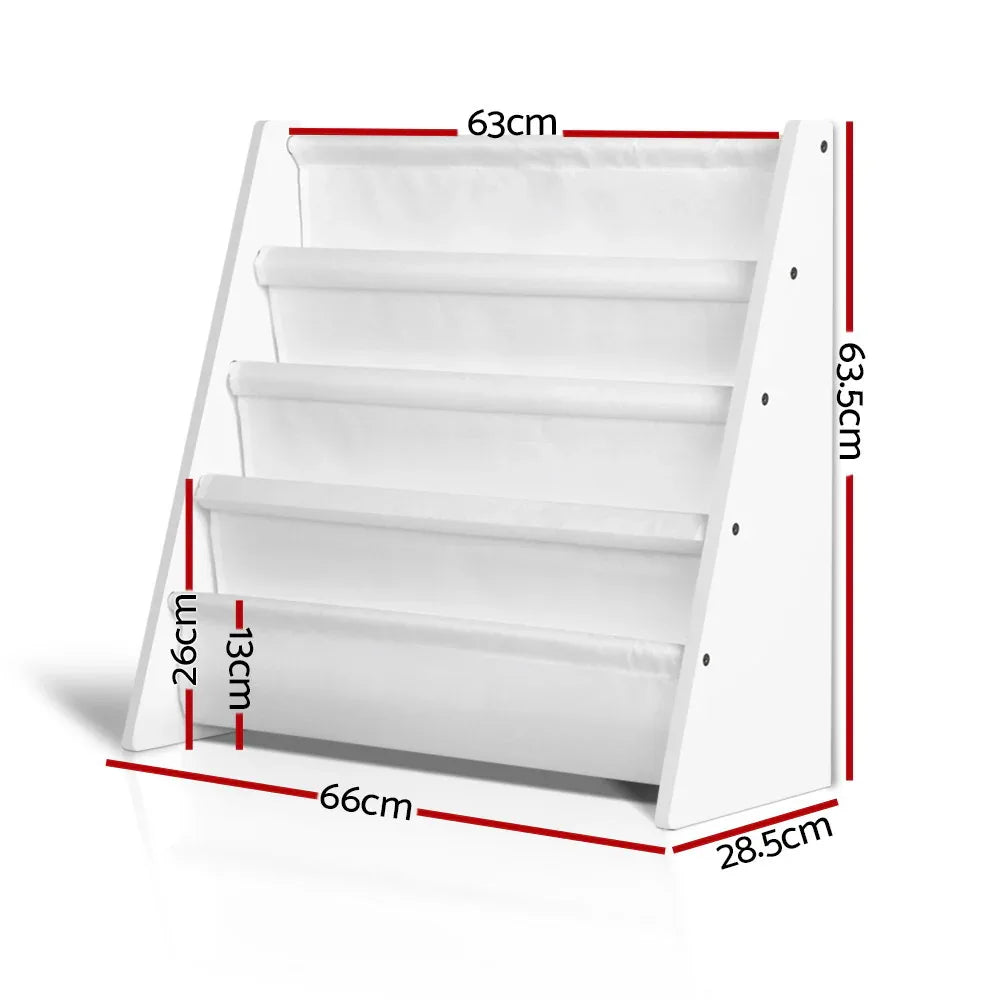 Keezi 4 Tiers Kids Bookshelf Magazine Shelf Children Bookcase Rack Organiser - Mekamart Australia