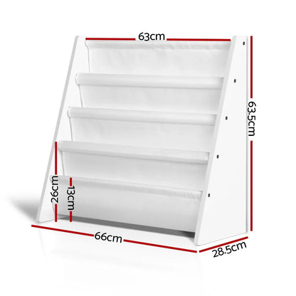Keezi 4 Tiers Kids Bookshelf Magazine Shelf Children Bookcase Rack Organiser - Mekamart Australia