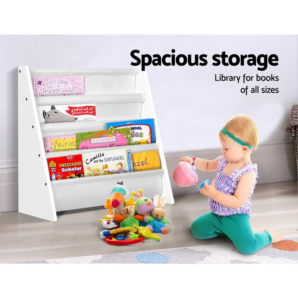 Keezi 4 Tiers Kids Bookshelf Magazine Shelf Children Bookcase Rack Organiser - Mekamart Australia