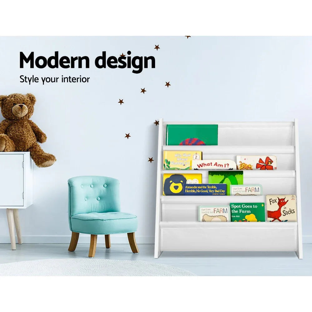 Keezi 4 Tiers Kids Bookshelf Magazine Shelf Children Bookcase Rack Organiser - Mekamart Australia