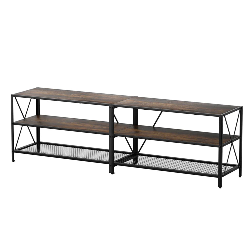 Artiss Entertainment Unit TV Stand 3-tier Display Shelves Vintage Rustic Walnut - Mekamart Australia