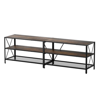 Artiss Entertainment Unit TV Stand 3-tier Display Shelves Vintage Rustic Walnut - Mekamart Australia