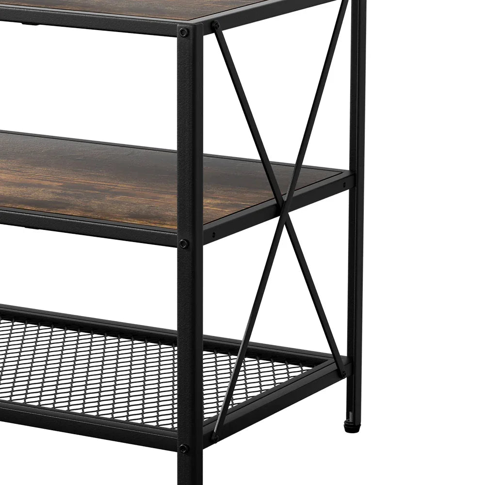 Artiss Entertainment Unit TV Stand 3-tier Display Shelves Vintage Rustic Walnut - Mekamart Australia