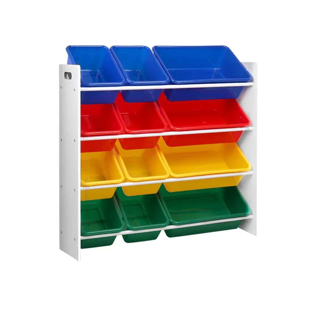 Keezi Kids Toy Box 12 Bins Bookshelf Organiser Children Storage Rack - Mekamart Australia