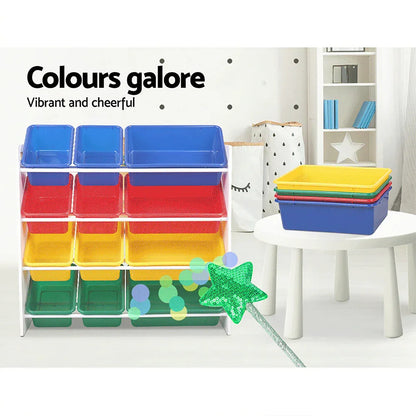 Keezi Kids Toy Box 12 Bins Bookshelf Organiser Children Storage Rack - Mekamart Australia