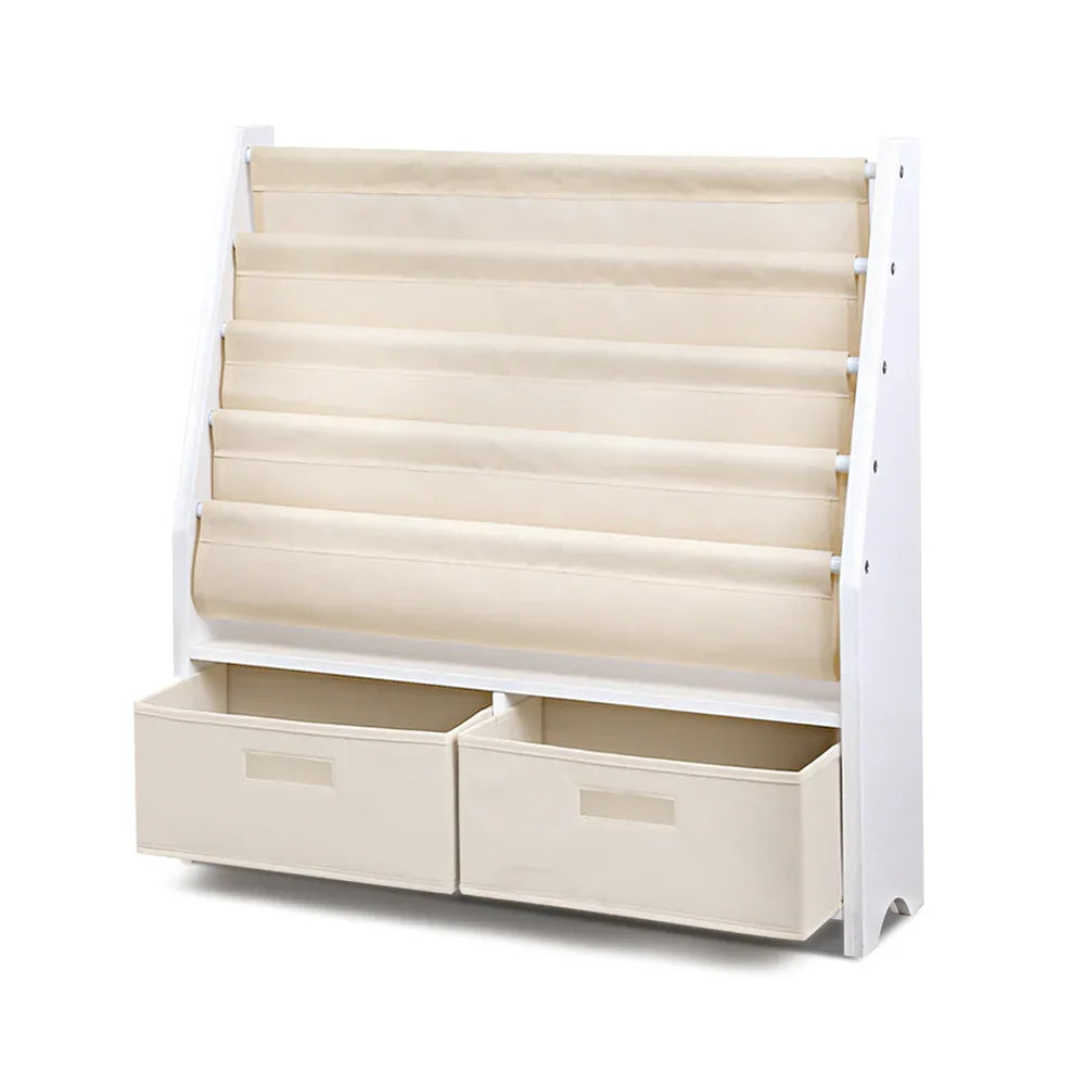 Keezi 4 Tiers Kids Bookshelf Magazine Rack Children Bookcase Organiser Drawer - Mekamart Australia