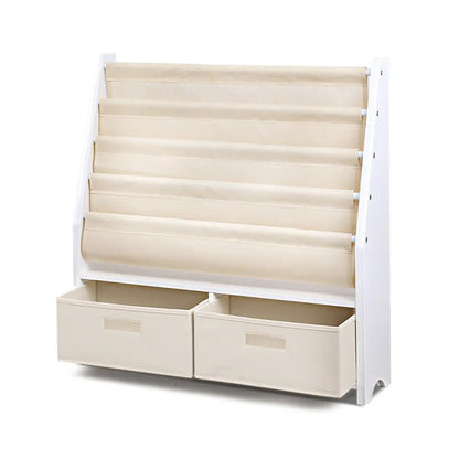 Keezi 4 Tiers Kids Bookshelf Magazine Rack Children Bookcase Organiser Drawer - Mekamart Australia