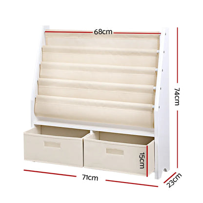 Keezi 4 Tiers Kids Bookshelf Magazine Rack Children Bookcase Organiser Drawer - Mekamart Australia