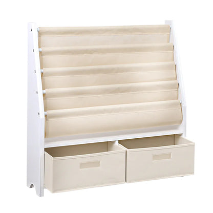 Keezi 4 Tiers Kids Bookshelf Magazine Rack Children Bookcase Organiser Drawer - Mekamart Australia