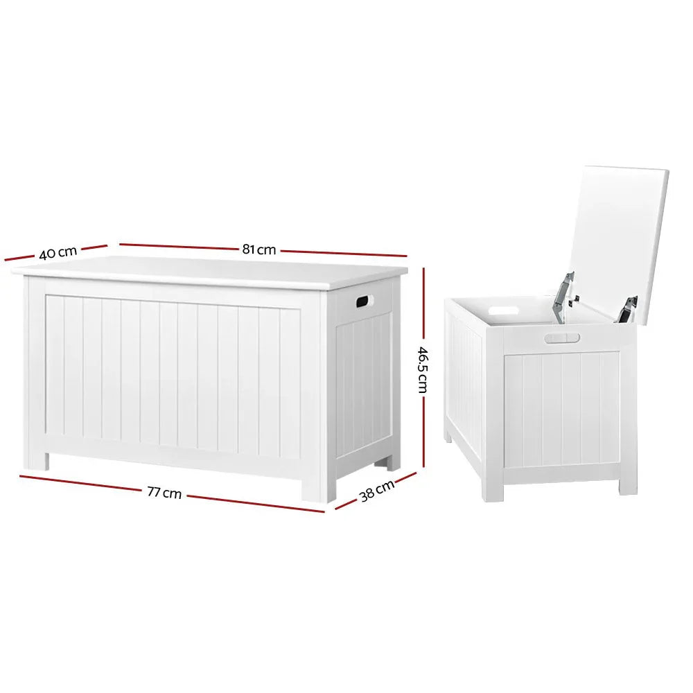 Keezi Kids Toy Box Chest Storage Blanket Children Clothes Room Organiser White - Mekamart Australia