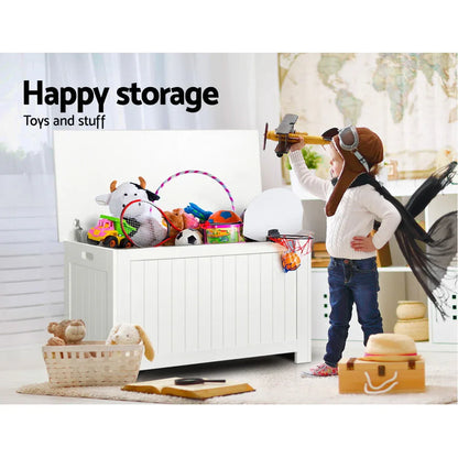 Keezi Kids Toy Box Chest Storage Blanket Children Clothes Room Organiser White - Mekamart Australia