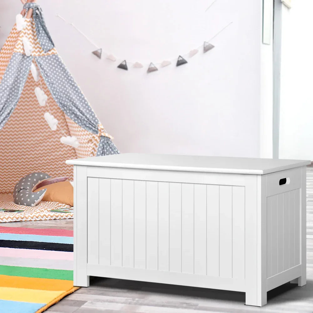 Keezi Kids Toy Box Chest Storage Blanket Children Clothes Room Organiser White - Mekamart Australia