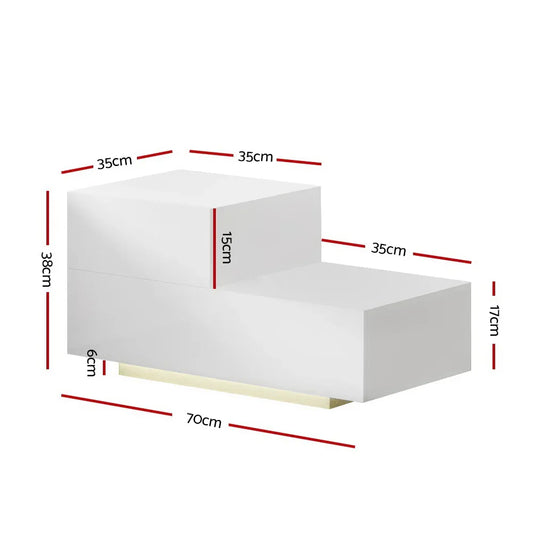 Artiss Bedside Tables LED 2 Drawers - REMI White - Mekamart Australia