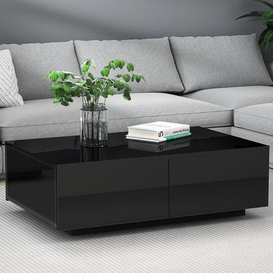 Artiss Coffee Table 4 Drawers Black Trevi - Mekamart Australia