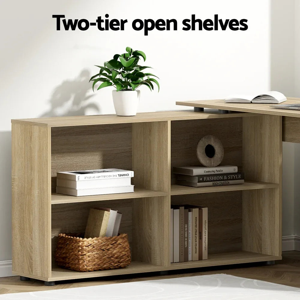 Artiss Computer Desk Bookshelf Oak 130CM - Mekamart Australia
