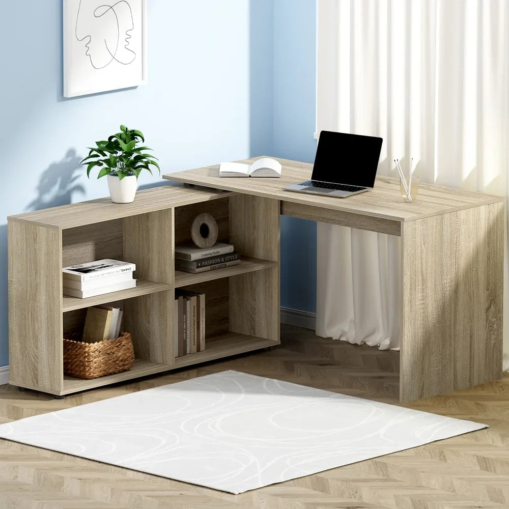 Artiss Computer Desk Bookshelf Oak 130CM - Mekamart Australia