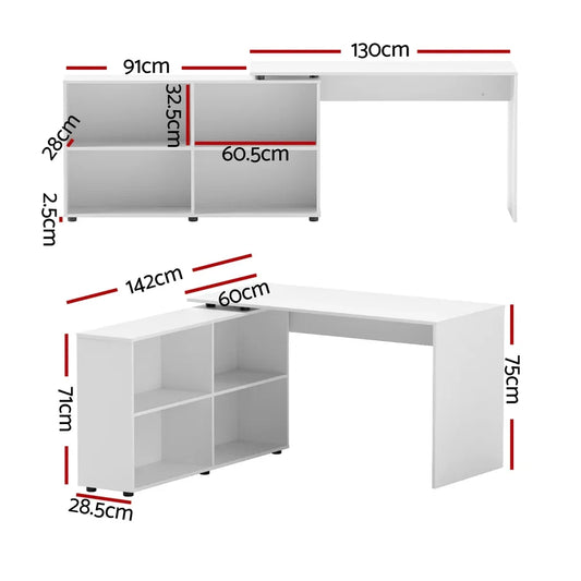 Artiss Computer Desk Bookshelf White 130CM - Mekamart Australia