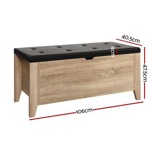 Artiss Storage Ottoman Blanket Box Leather Oak - Mekamart Australia