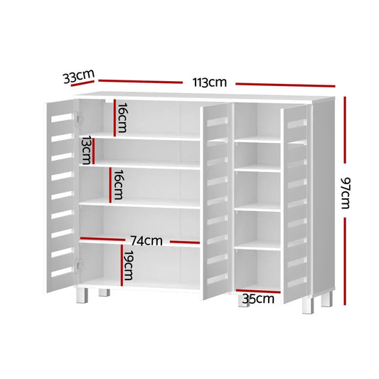 Artiss Shoe Rack Cabinet 30 Pairs Adjustable Shelf White - Mekamart Australia