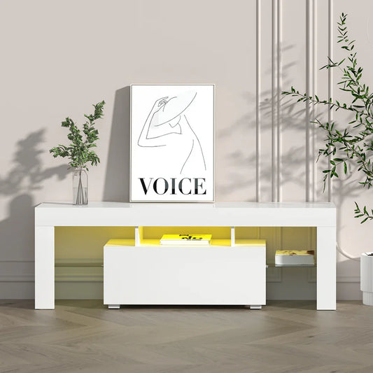 Artiss Entertainment Unit TV Cabinet LED 130cm White Elo - Mekamart Australia