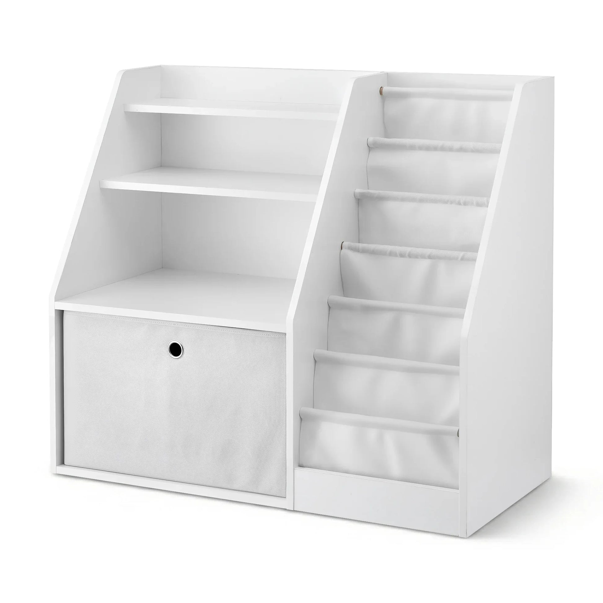 Keezi Kids Bookshelf Children Bookcase Organizer Storage Rack Display Drawer White - Mekamart Australia