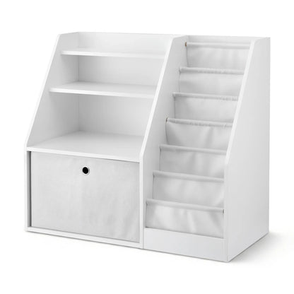 Keezi Kids Bookshelf Children Bookcase Organizer Storage Rack Display Drawer White - Mekamart Australia