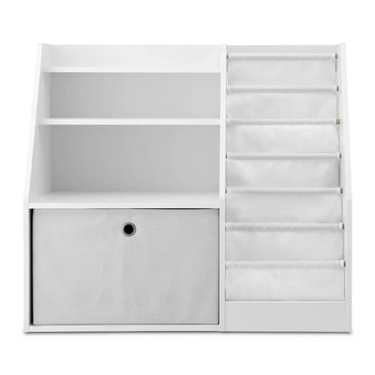 Keezi Kids Bookshelf Children Bookcase Organizer Storage Rack Display Drawer White - Mekamart Australia